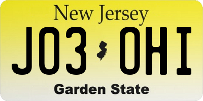 NJ license plate J03OHI