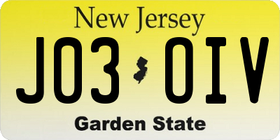 NJ license plate J03OIV
