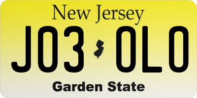 NJ license plate J03OLO