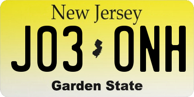 NJ license plate J03ONH