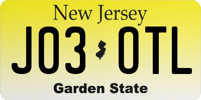 NJ license plate J03OTL