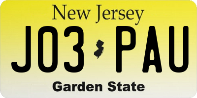 NJ license plate J03PAU