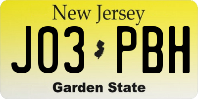 NJ license plate J03PBH