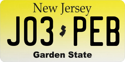 NJ license plate J03PEB
