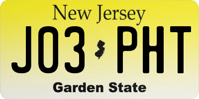 NJ license plate J03PHT