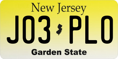 NJ license plate J03PLO