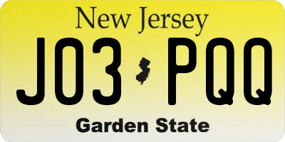 NJ license plate J03PQQ