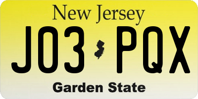 NJ license plate J03PQX
