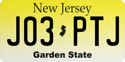 NJ license plate J03PTJ
