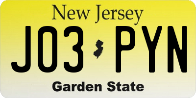 NJ license plate J03PYN