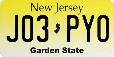 NJ license plate J03PYO