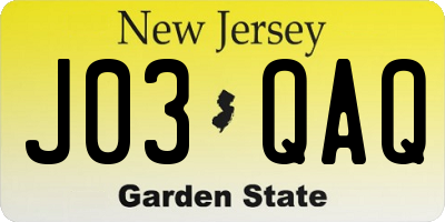 NJ license plate J03QAQ