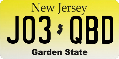 NJ license plate J03QBD