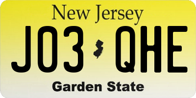 NJ license plate J03QHE