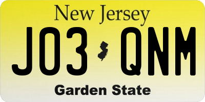 NJ license plate J03QNM