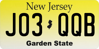 NJ license plate J03QQB