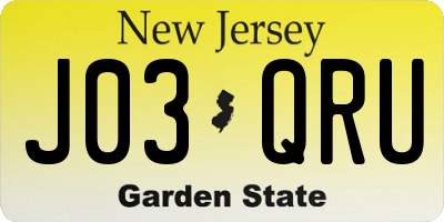 NJ license plate J03QRU