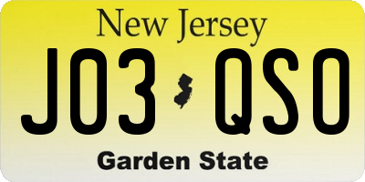 NJ license plate J03QSO