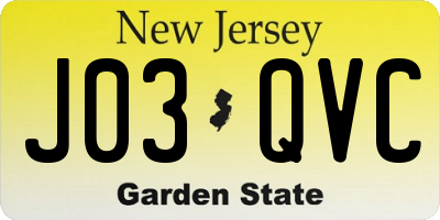 NJ license plate J03QVC