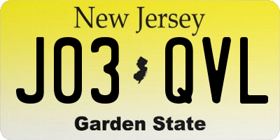 NJ license plate J03QVL