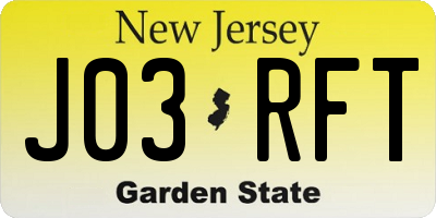 NJ license plate J03RFT