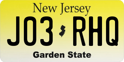 NJ license plate J03RHQ