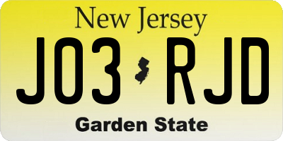 NJ license plate J03RJD