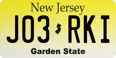 NJ license plate J03RKI