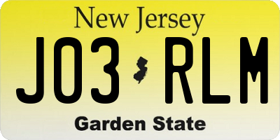 NJ license plate J03RLM