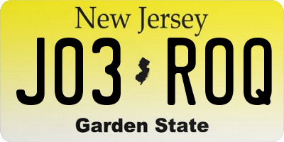 NJ license plate J03ROQ