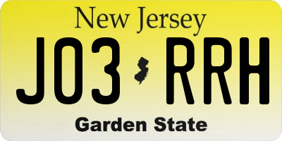 NJ license plate J03RRH