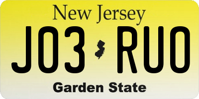 NJ license plate J03RUO