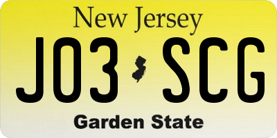 NJ license plate J03SCG