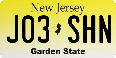 NJ license plate J03SHN
