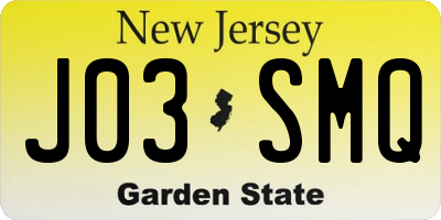 NJ license plate J03SMQ