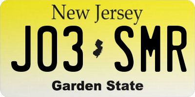 NJ license plate J03SMR