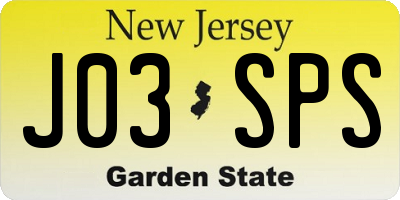 NJ license plate J03SPS