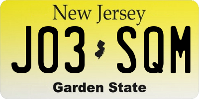 NJ license plate J03SQM