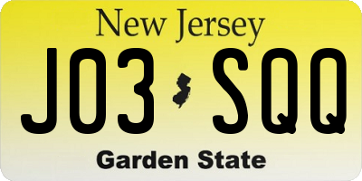 NJ license plate J03SQQ