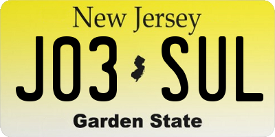 NJ license plate J03SUL