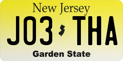NJ license plate J03THA