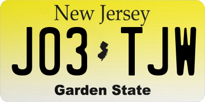 NJ license plate J03TJW