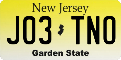NJ license plate J03TNO