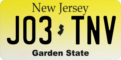 NJ license plate J03TNV