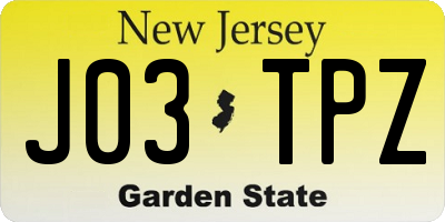 NJ license plate J03TPZ
