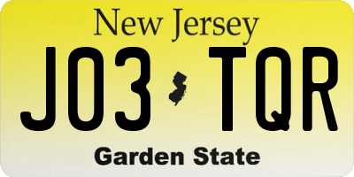 NJ license plate J03TQR