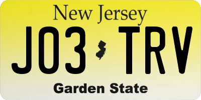 NJ license plate J03TRV