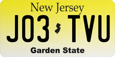 NJ license plate J03TVU