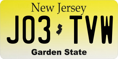 NJ license plate J03TVW