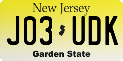 NJ license plate J03UDK